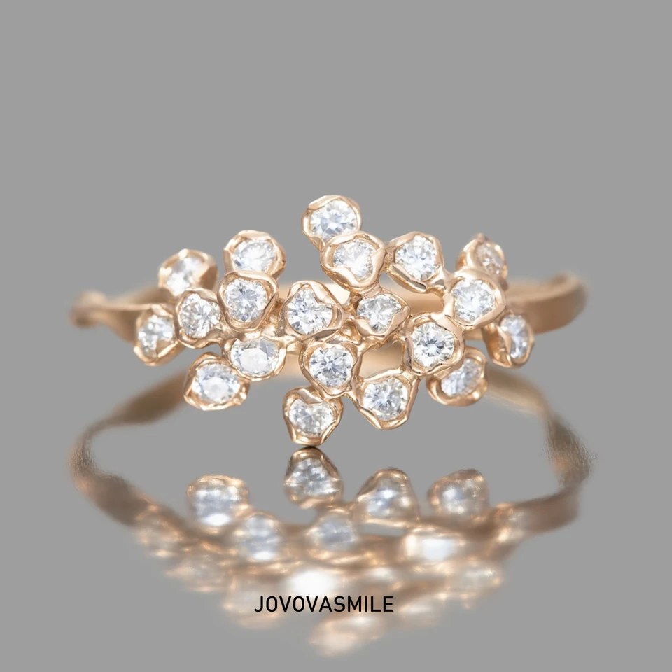 Vovgemini hviezda Moissanite Ring Band 18K Solid Gold Engagement Rings Romantické klasické šperky AU750 pre ženy prstene
