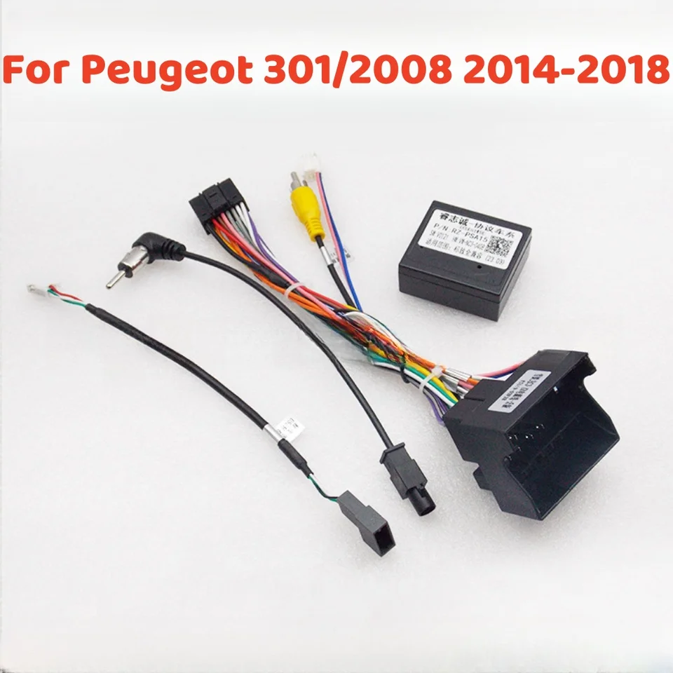 Vozidlo 16 Pin Android Drôtkový zväzok napájacie káblové adaptér s Canbus Box pre Peugeot 301/2008 2014-2018/Citroen C5 C4 C4 C4L DS6