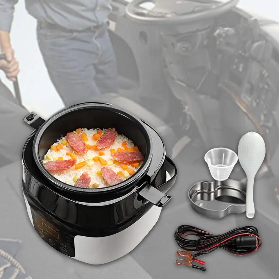 Vozidlo 2L mini cestovná ryža Cooker 12v 24v ľahká pre kašu polievok 20x20cm všestranná nepriepustná potravina Parník Ohrievač jedlá