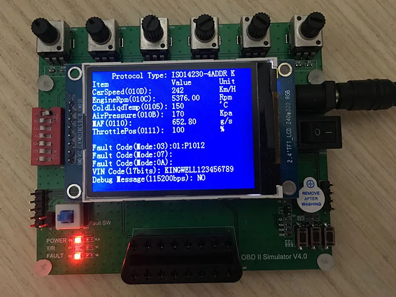 Vozidlo OBD simulátor /emulátor ECU 0,96 palca