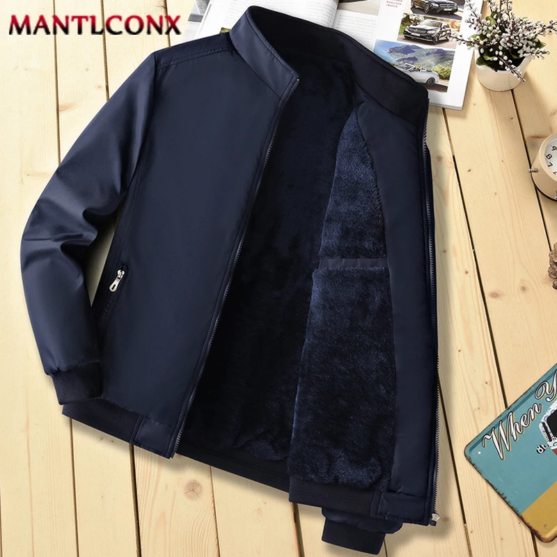 Voľné zimné bundy pre mužské zimné kabáty zahusťujú teplé bundy Muži vetru odolný fleece podšívka Parka Man Outerwear Black 3xl