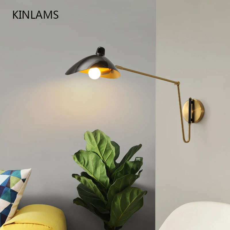 Voľný výkyv LED stena svetlo Nordic Rocker Arm Wall lampa obývacia izba Spálňa priemyselná nočná nočná múčka nástenná stolová lampa lampa