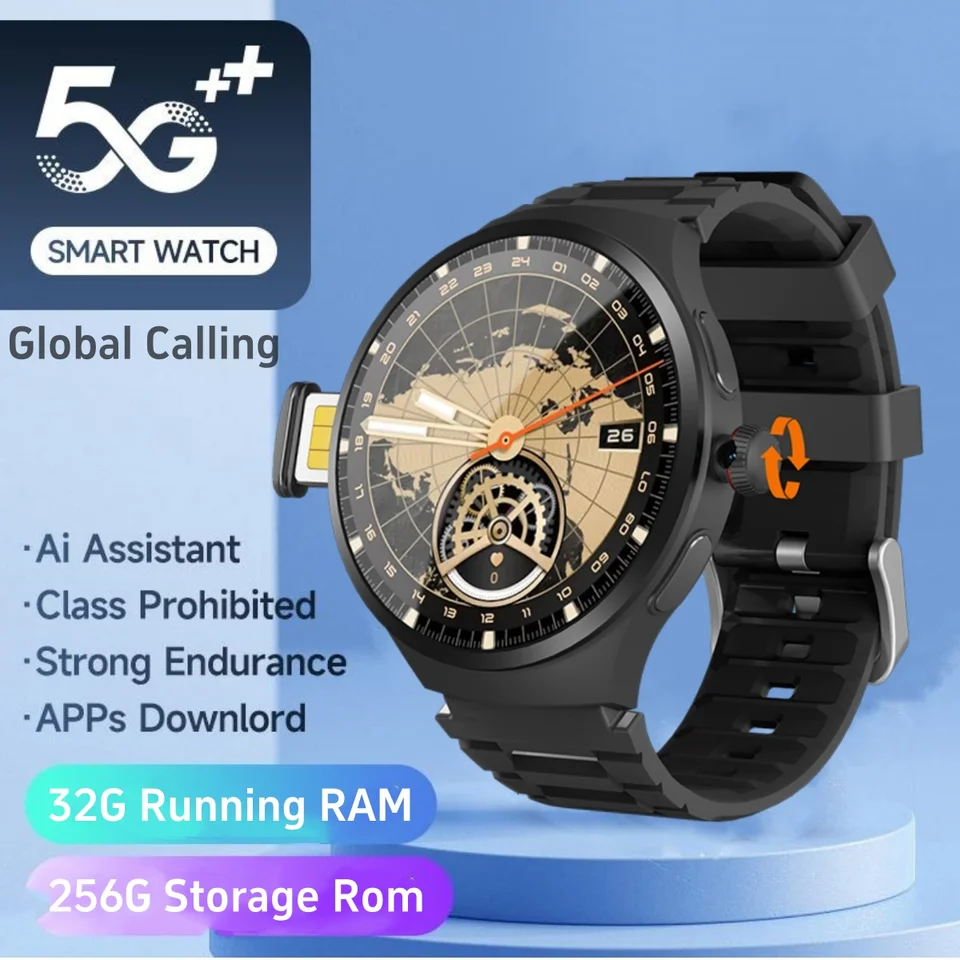 VP50 Smart Watch 5G Android SmartWatch 1,75 '' AMOLED Väčšia obrazovka 1500 mAh batéria 800W Rotary HD Camera GPS WiFi App Stiahnuť