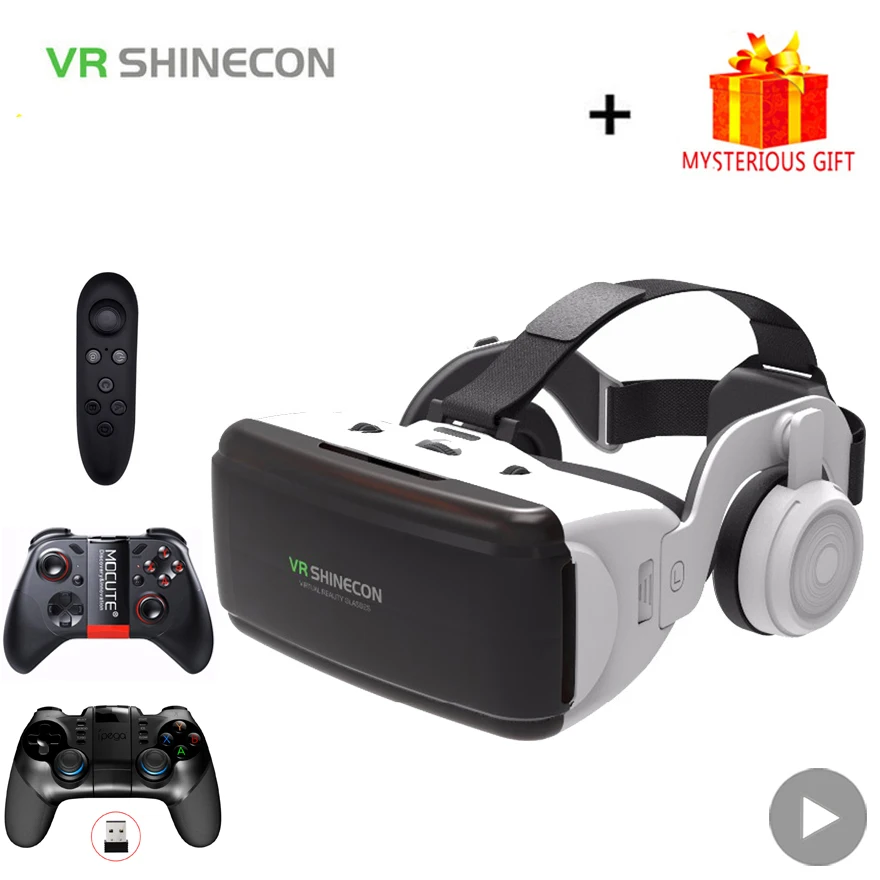 VR Shinecon Casque prilba 3D okuliare Virtuálna realita pre smartfón Smart Phone Headset Goggles Binokulars videohra Wirth objektív