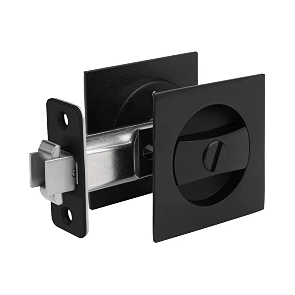 Vreckové dvere, matné čierne moderné súkromie štvorcové vreckové hardware, čierne posuvné vreckové dvere
