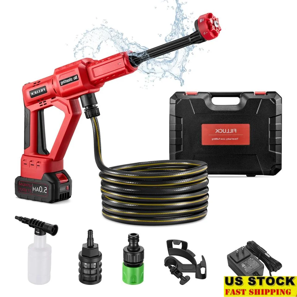 Vreckový vysokotlakový čistiaci prostriedok 1060 PSI 5.0AH batéria 3-stupňová nastaviteľná 2,8 GPM 16,5 stôp hadice Ideálne umývanie auta a čistenie dvora