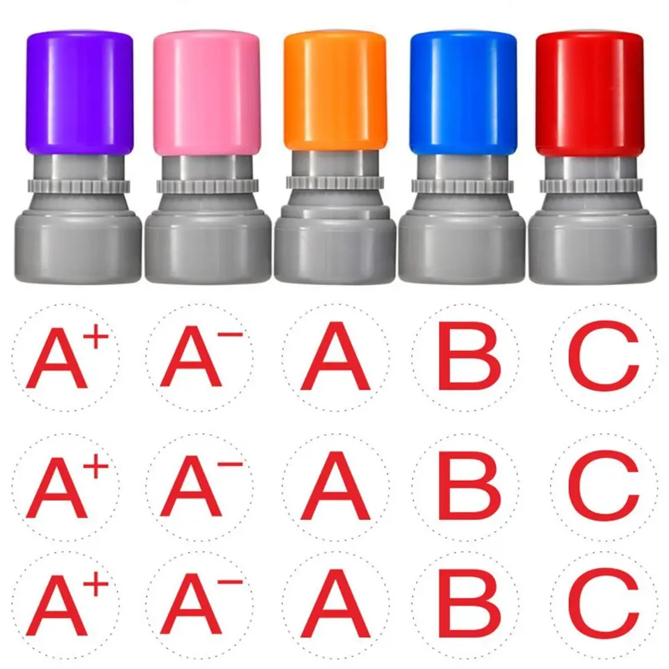 Vreckový čas úspory učiteľa Recenzia pečiatky DIY Self Inking ABCD Známka známka Komentáre Kladné recenzie Recenzie hodnotenie známka rodiča