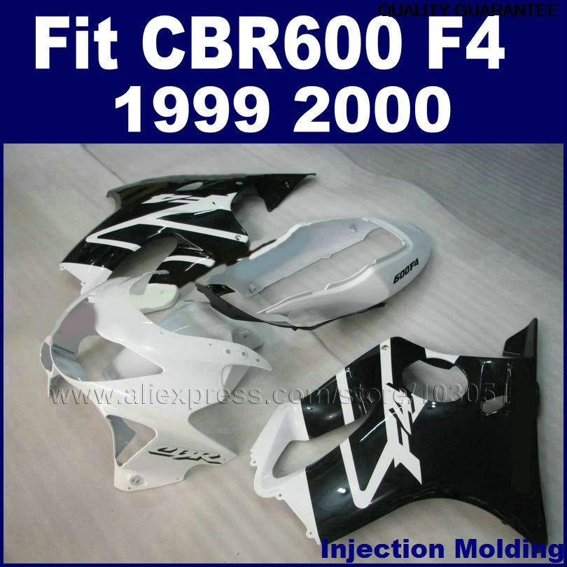Vstrekovacie motocyklové kabínové súpravy pre Honda Hulls CBR600 F4 1999 2000 CBR600F 99 00 Čierne biele telo Fairngs diely