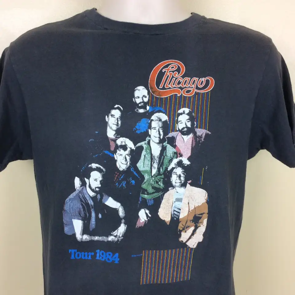 VTG 1984 Chicago Koncertné tričko Black M/L 80S Yacht Rock Band Peter Cetera