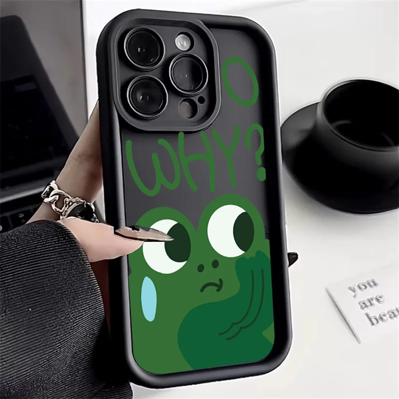 Vtipná žaba matná puzdro pre iPhone 13 12 11 14 15 Pro Max