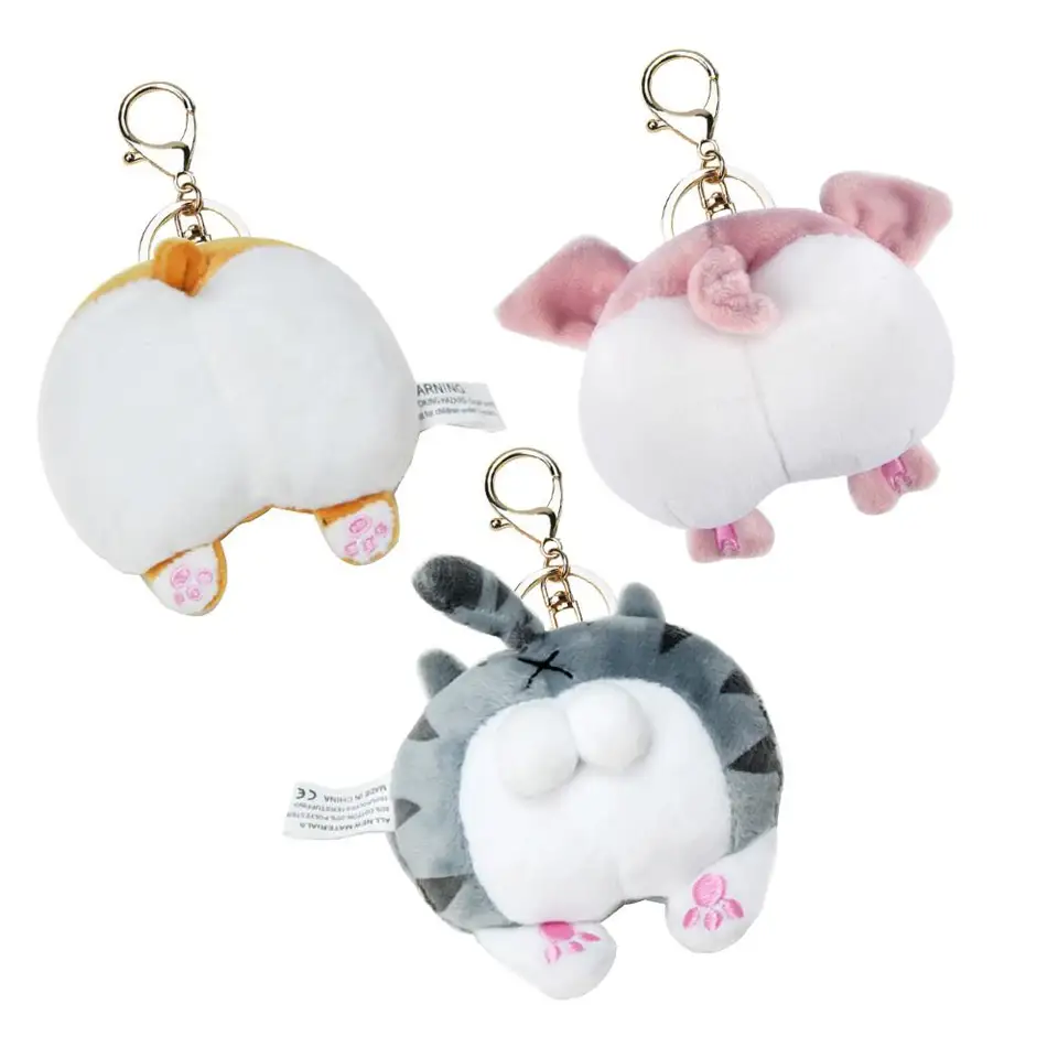 Vtipné Corgi Cat Pig zadok kľúča kľúča Karika