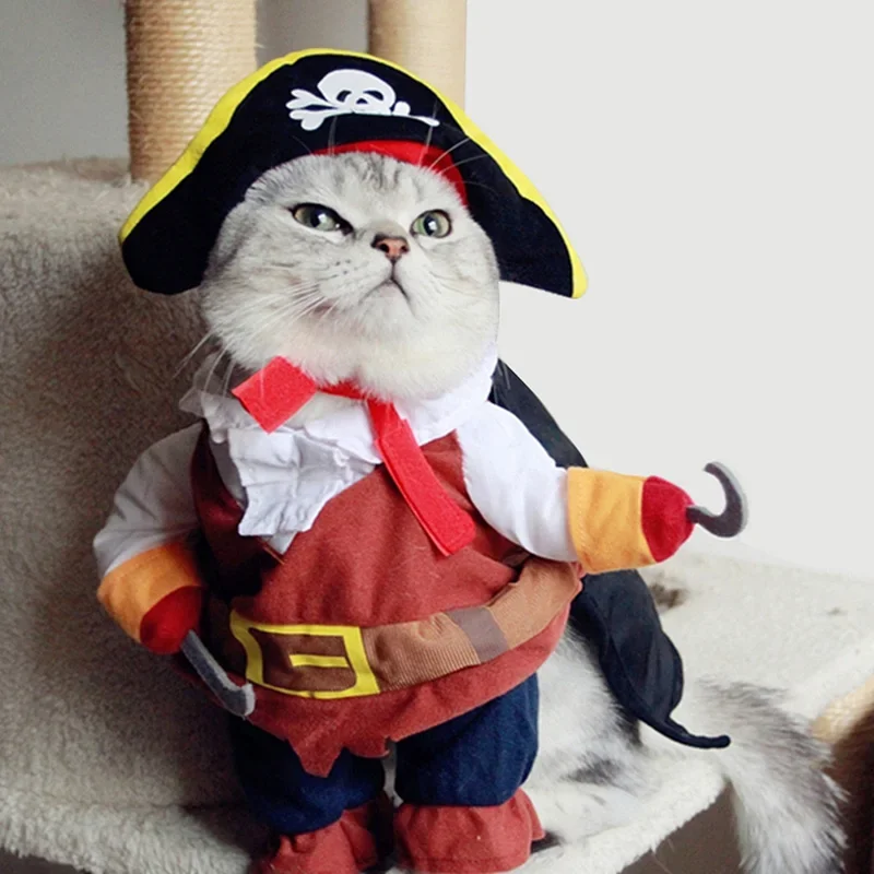 Vtipné domáce zviera Cat Cosplay oblečenie Halloween kostým mačiatko oblečené pirátske obleky festival party darčeky šteniatka outfits francúzsky buldog