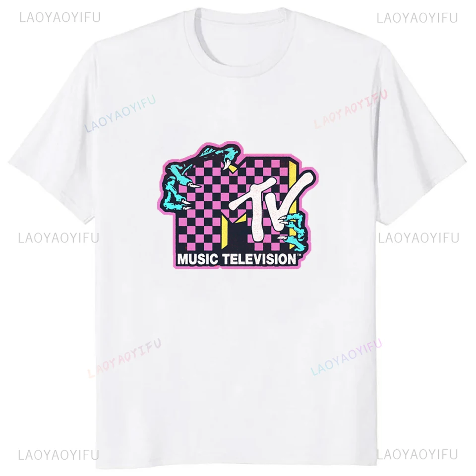 Vtipné grafické MTV Design Logo Tričko Cast Fashion Streetwear Loose Soft Soft Man T Trišt
