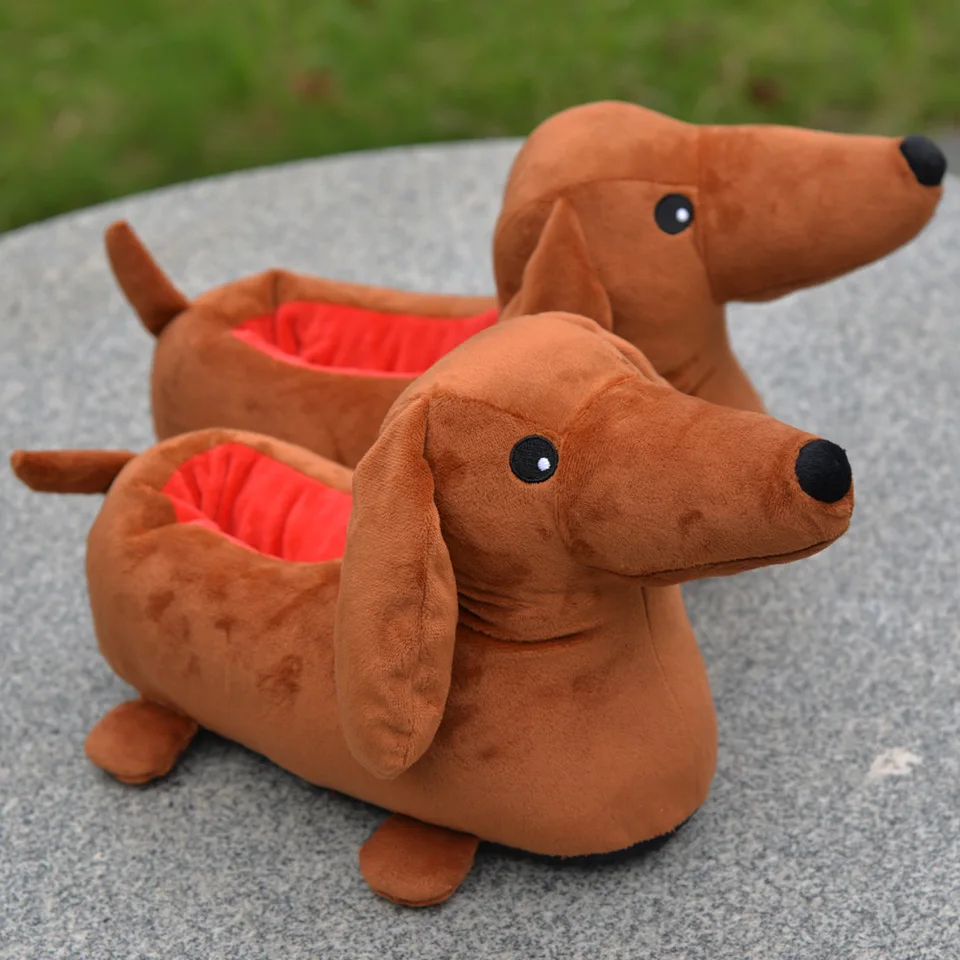 Vtipné horúce jazvečkové kĺzanie tenisky bavlnené psie papuče pre mužov Dámske topánky Dachshund Warm Indoor House topánky jedna veľkosť 37-44