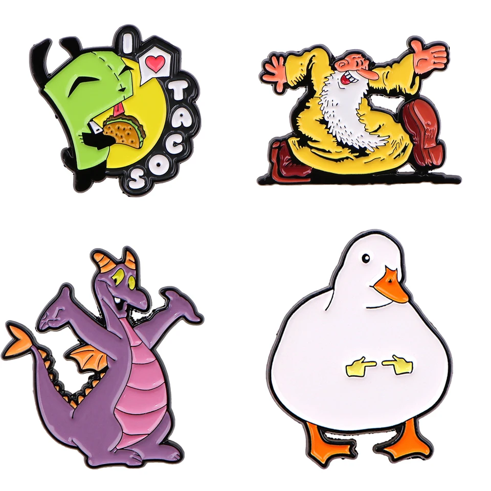 Vtipné husacie smaltované špendlíky karikatúry Brošé odevy batohové odznaky módne šperky doplnky pre deti kamaráti darčeky Cosplay