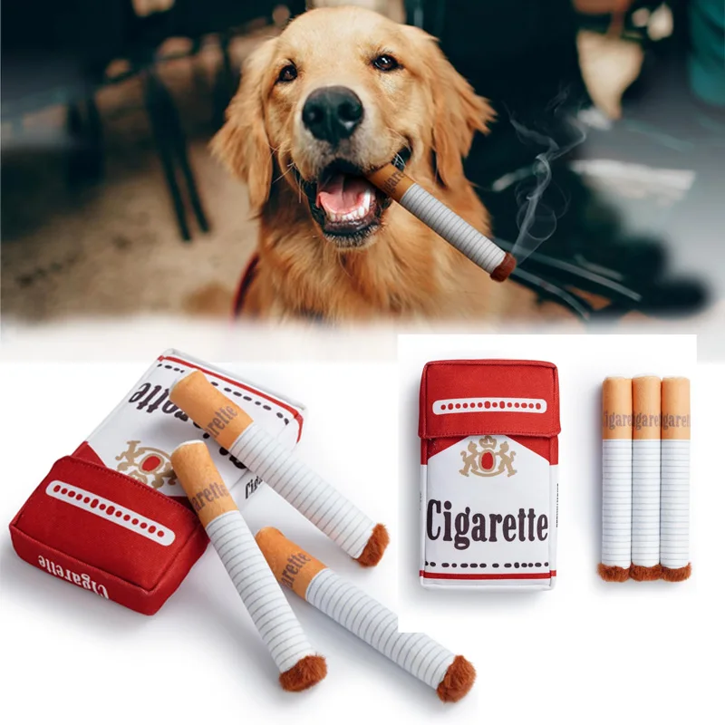 Vtipné interaktívne plyšové piesové hračky Kreatívna cigareta Interaktívne chichotanie psie hračky vtipné plyšové žuvacie hračky cigarety