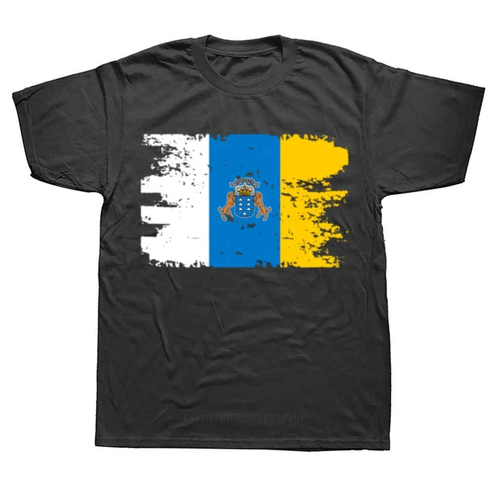 Vtipné kanáriové ostrovy vlajka cestovné africké tričká letné grafické bavlnené ulice Streetwear s krátkym rukávom narodeninové darčeky Tričko Men