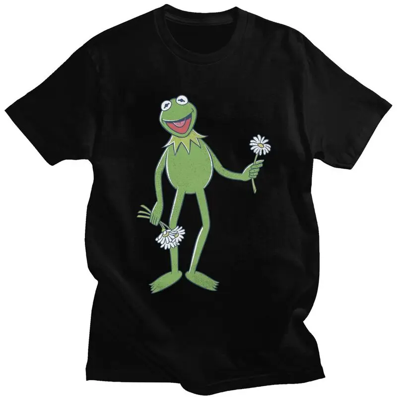 Vtipné Muppets Kermit Flower Bouquet T košele Men Krátke rukávy bavlnené tričko Tričko Príležitostné anime karikatúry Módne tričko