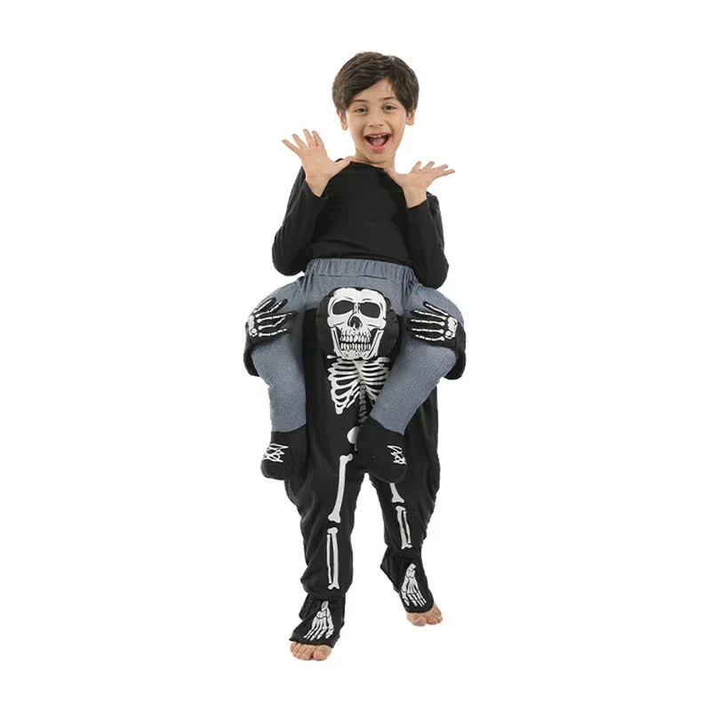 Vtipné piggyback deti kostry kostry Halloween jazda na eraspooky lebky nohavice cosplay cosplay karneval Veľkonočné purivo luxusné šaty sx3