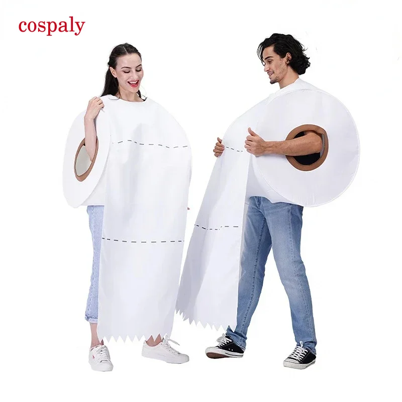 Vtipné páry valcujúci papier Cosplay oblečenie pre Halloween Cos Party Roll Paper Pating Tissue WC COSUMES COS pre dospelých
