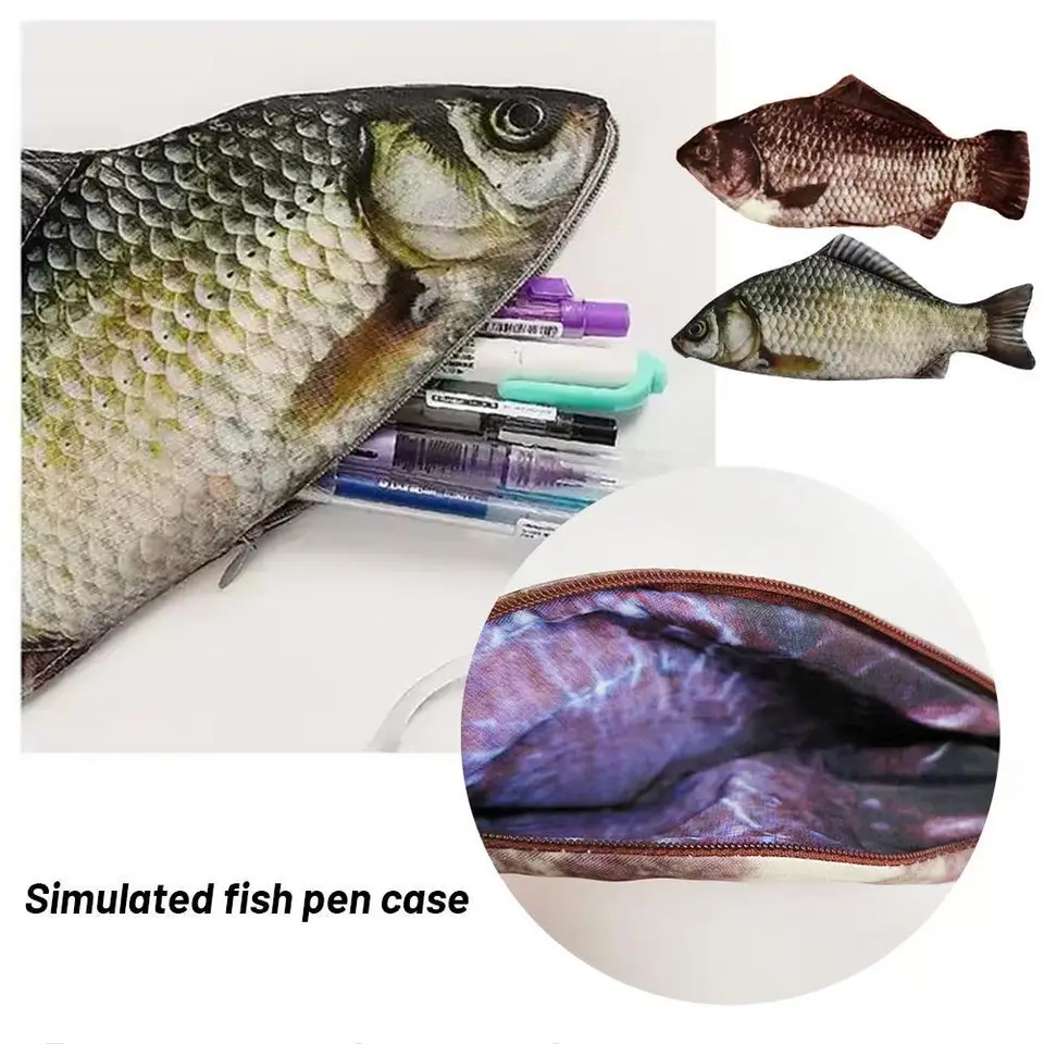Vtipné ryby Tvar ceruzky puzdro peňaženka zvieracie karikatúra Organizátor kabelky kancelárske potreby ceruzka Štúdium Study Supplies Cosmetic Bag