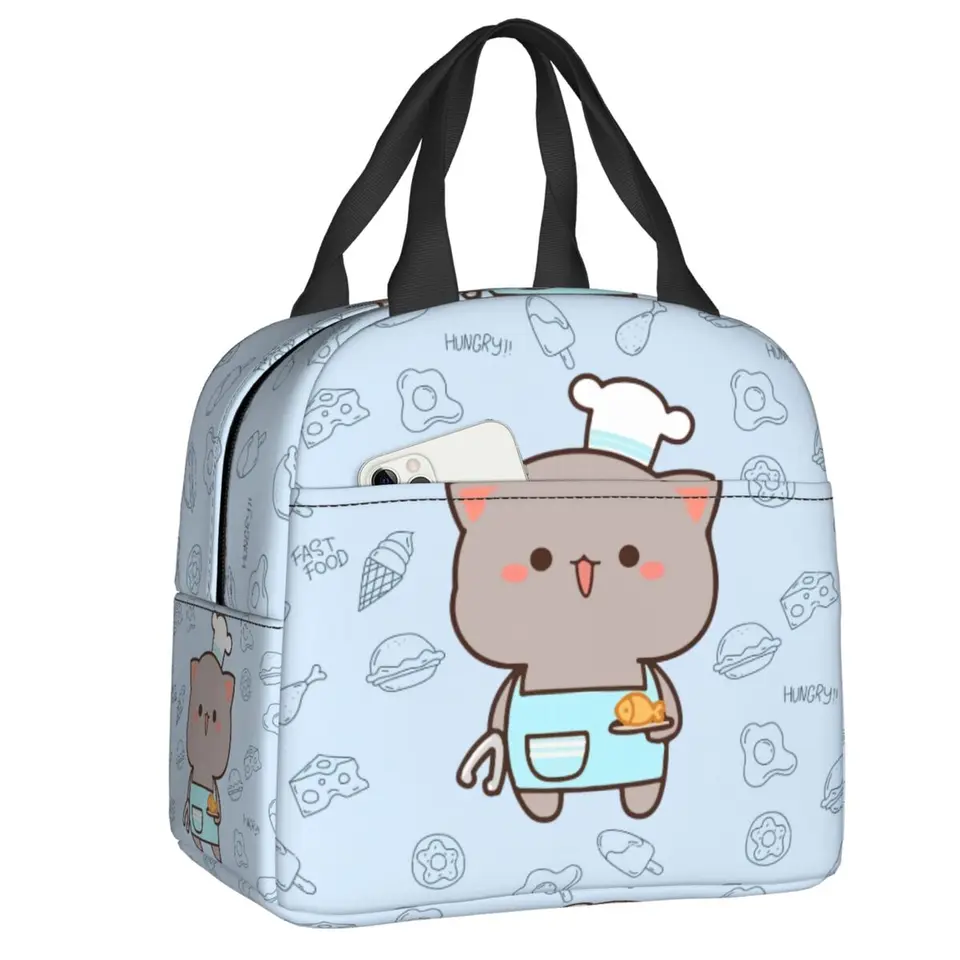 Vtipné varenie Majster goma izolovaný obedový taška pre ženy Restryhodné Mochi Cat Cooler Termal Lunch Box Detské deti deti