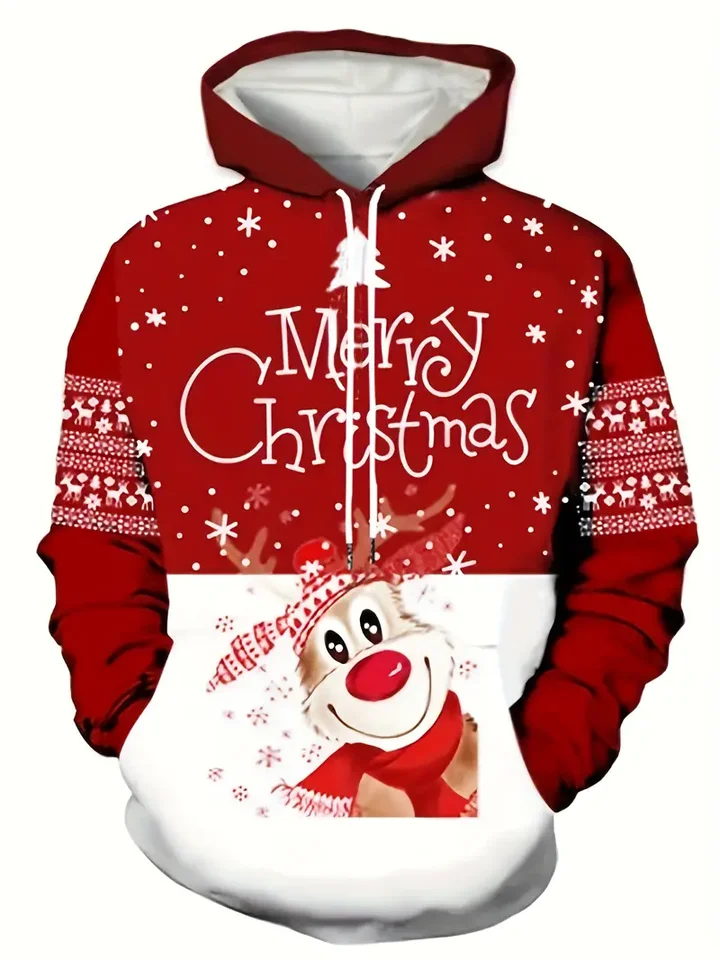 Vtipné vianočné pánske mikiny Santa Claus potlač príčinnú mikinu