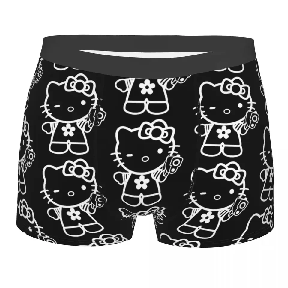 Vtipný boxer Hello Kitty Dark Gothic Gun Shorts nohavičky Pánske spodné prádlo priedušné spodky pre Homme S-XXL