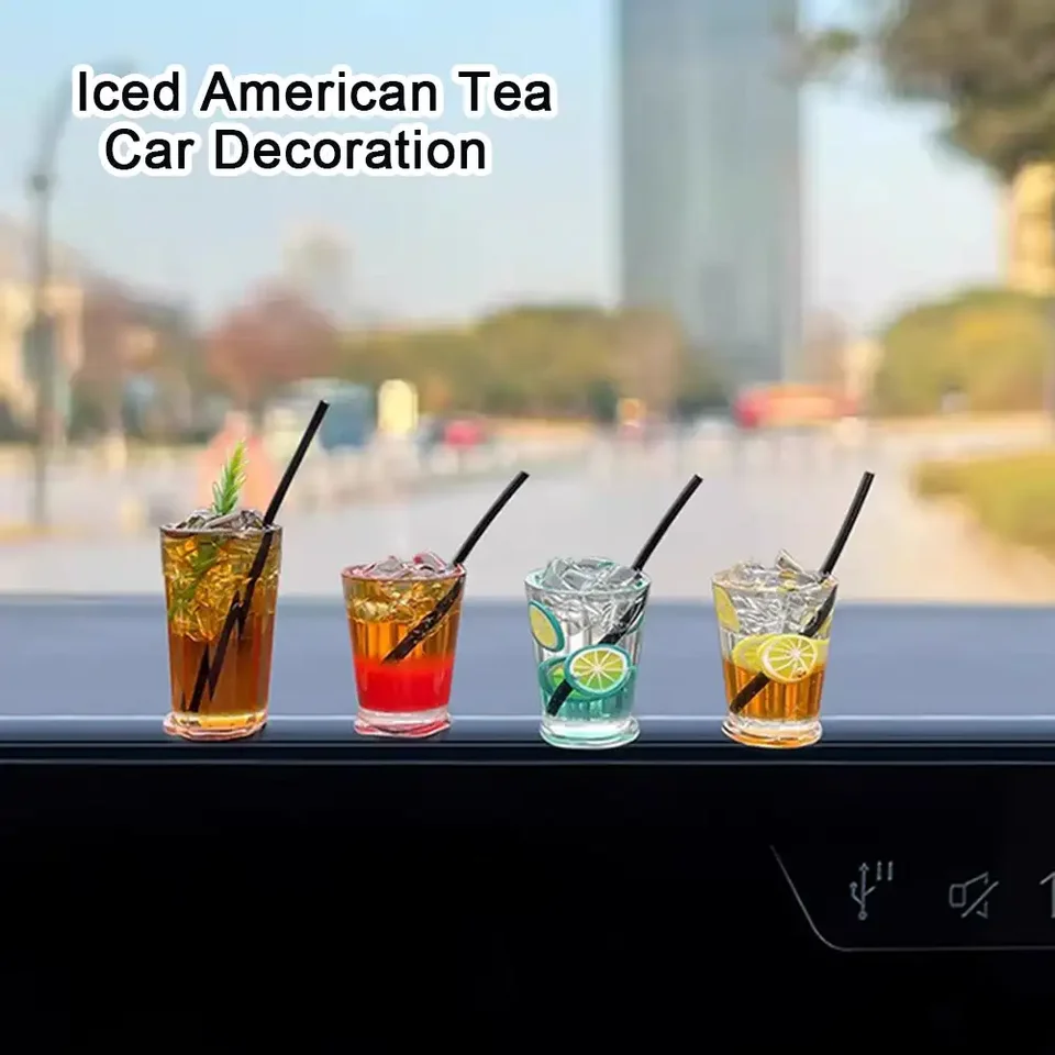 Vtipný mini nápoj šálky automobilu ozdoby roztomilé simulácia Iced Americano Iced Tea Drink Car Center Console dekorácie DIY Crafts Darček