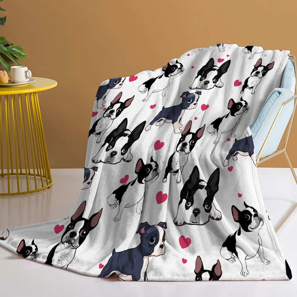 Vtipný mops psom prikrývka roztomilý mops psí psa s vzpriamenými ušami dizajn flanel fleece hodí prikrývku mäkkú prikrývku pre posteľnú pohovku stoličku