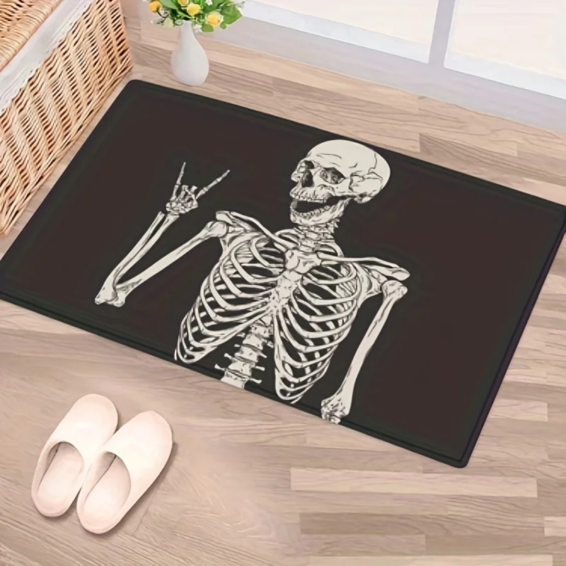 Vtipný vzor lebky Halloween rohož vchod do rohožky proti šmyku obývacia izba koberec dom