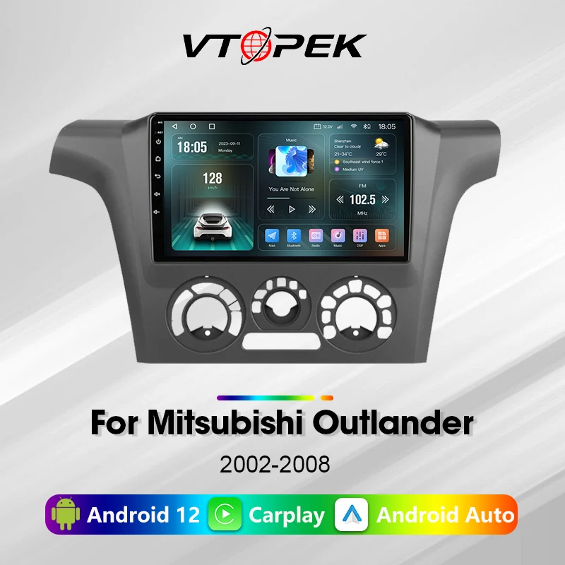 Vtopek 2Din Android 12 Aut Radio pre Mitsubishi Outlander 1 2002-2008 multimediálny video prehrávač GPS Navigation CarPlay Head Uint Uint