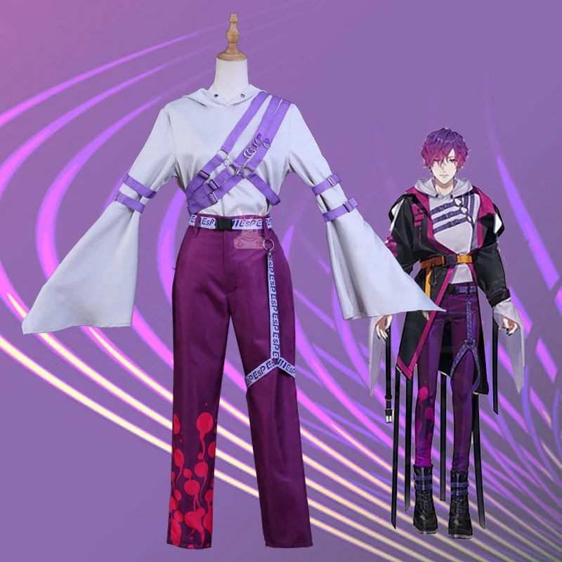 Vtuber niji Sanji uki fialta cosplay parochňa parochňa Tmavo fialové gradienty dlhé vlasy anime halloween cosplay parochňa pre ženy mužov