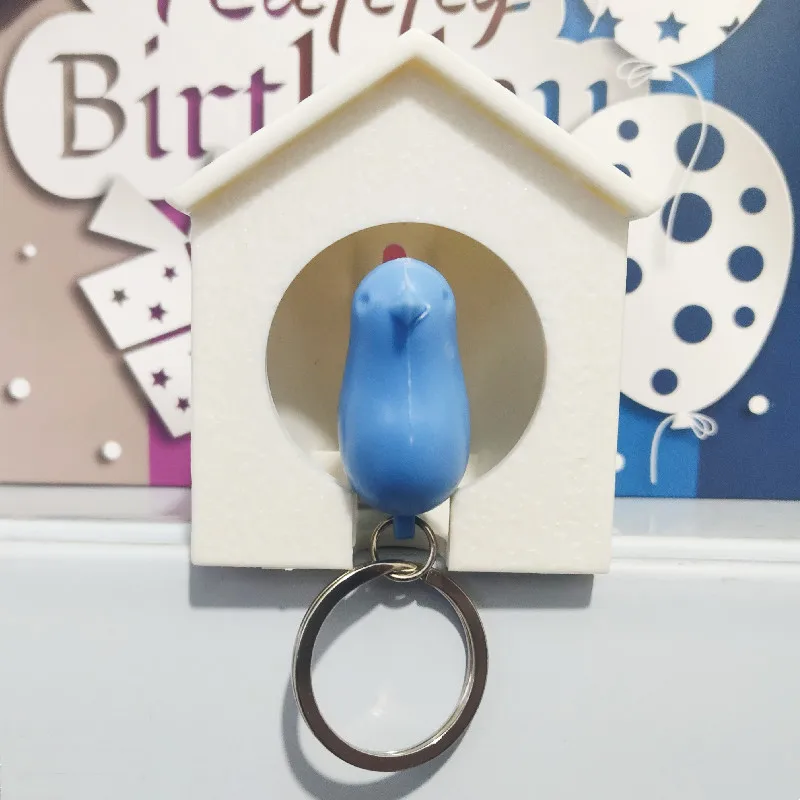 vták Kľúčenka píšťalka Sparrow Birdhouse Domov Wall Mount Key Ring Držiteľ dom hniezdo píšťalky držiak na kľúče retiazky výzdoba