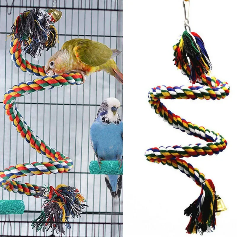 Vtáčie hračky papagáj na lezenie lana Birdcage Suspension Suspension pól bavlnené lano otočné rebríky Parkover