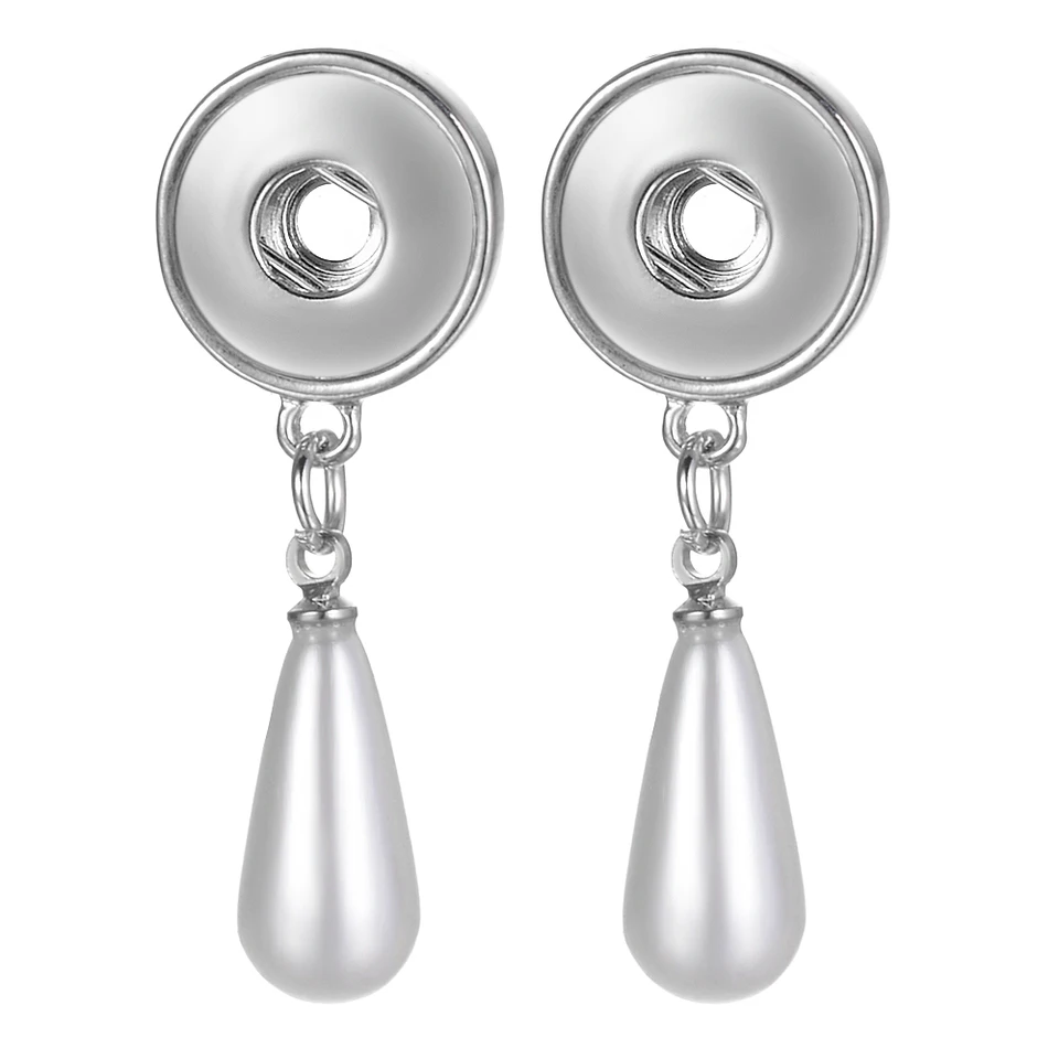 Vyhlásenie vocheng DIY Snap Button Pearl Dangle náušnice pre ženy Fit 12 mm drobné módne šperky nn-748
