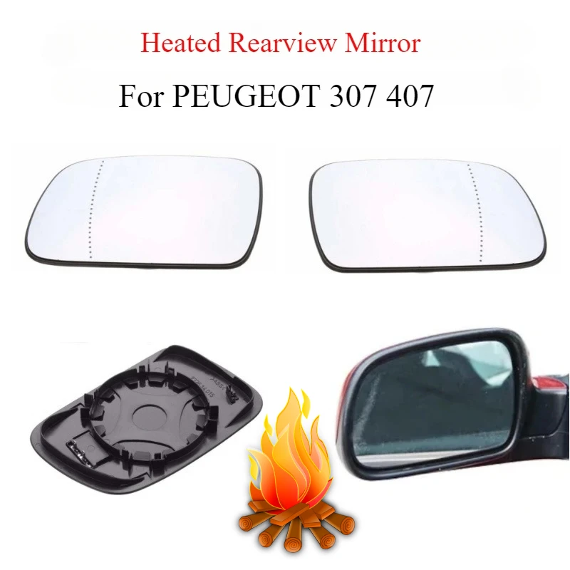 Vyhrievané spätné zrkadlo sklo pre Peugeot 307 2001-2008 Peugeot 407 2004-2008 vľavo v pravom bočnom pohľade 2002 2007 2006 2005 2003