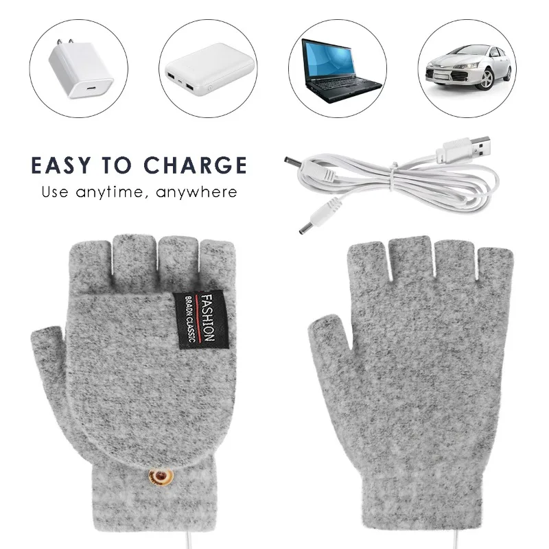 Vykurovacie rukavice USB obojstranné vykurovacie rukavice vonkajšie teplé rukavice umývacie nabíjateľné nabíjateľné rukavice bez prstov ruky bez prstov