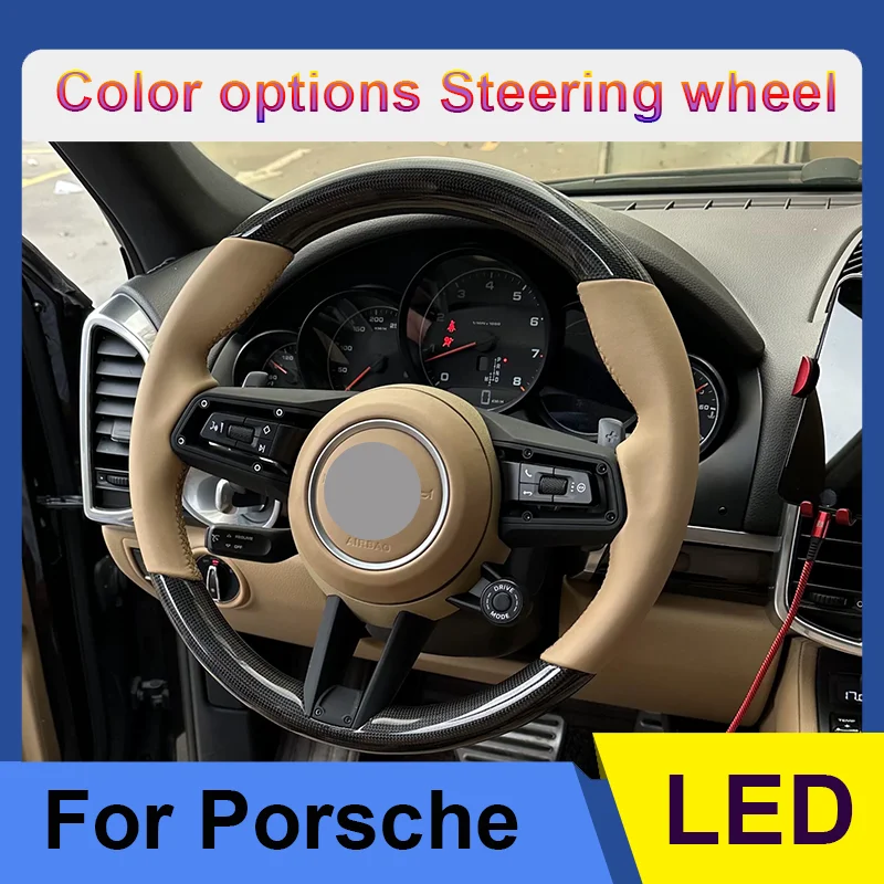 Vylepšenie koženého volantu Alcantara Custom Originálny interiér uhlíkových vlákien pre Porsche Macan Panamera Cayenne 718 911