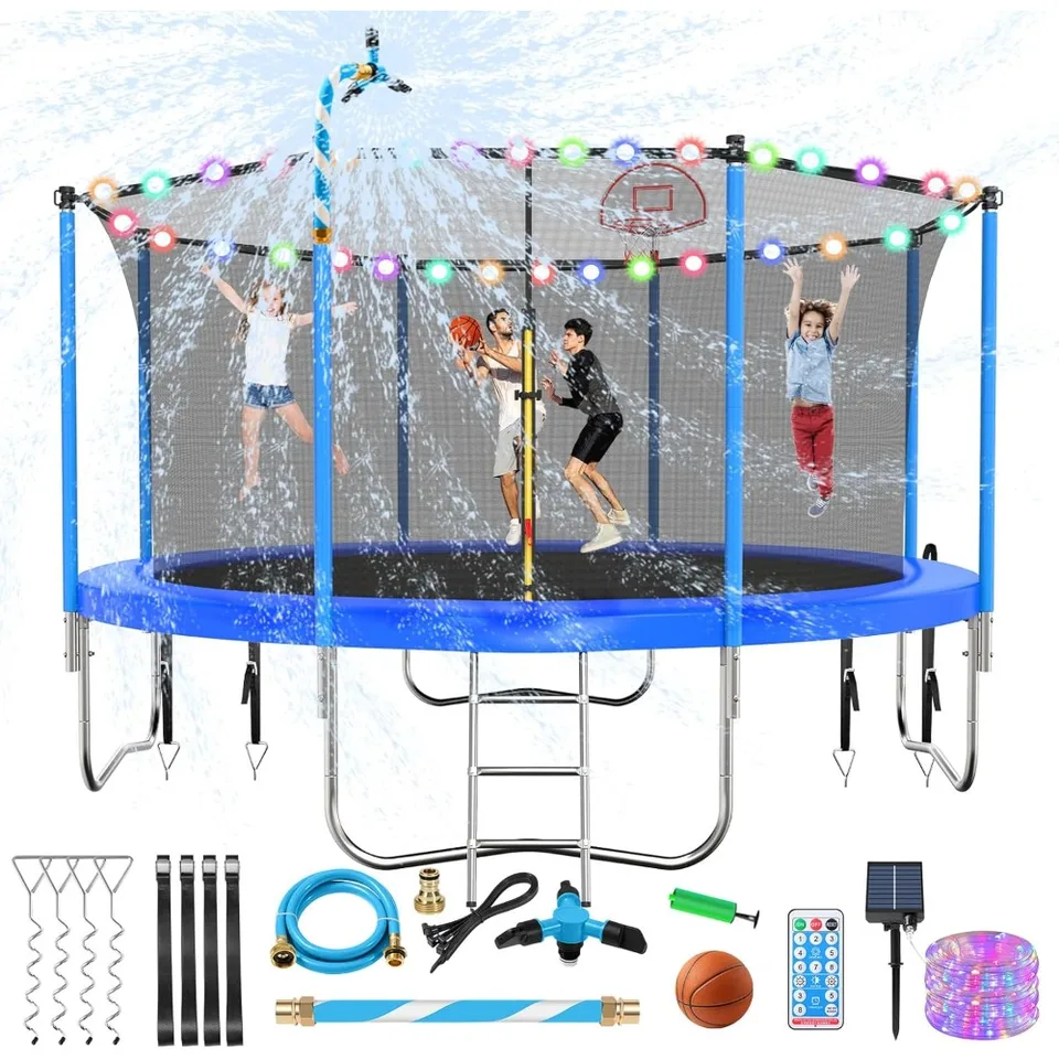 Vylepšená 12 stôp trampolíny pre deti a dospelých, veľká vonkajšia trampolína s krytom, trampolína na záhrade