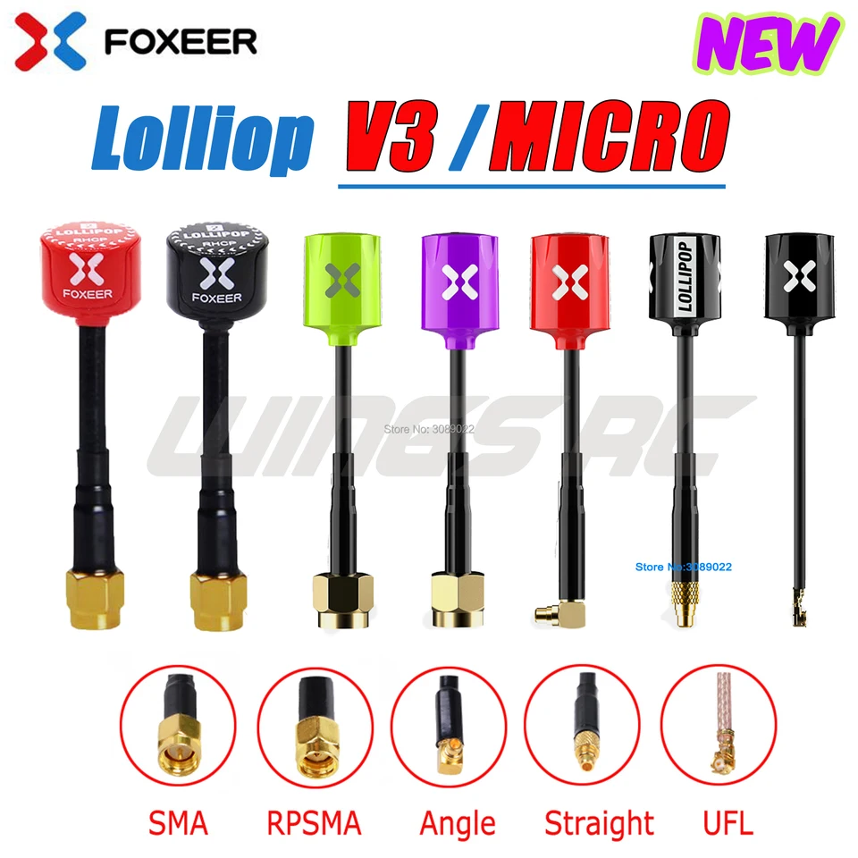Vylepšená verzia Foxeer Anténa Micro Lollipop V4 / V3 FPV Anténa 5.8G 2.3DBI OMNI RHCP SMA RPSMA UFL MMCX pre FPV Racing Drone