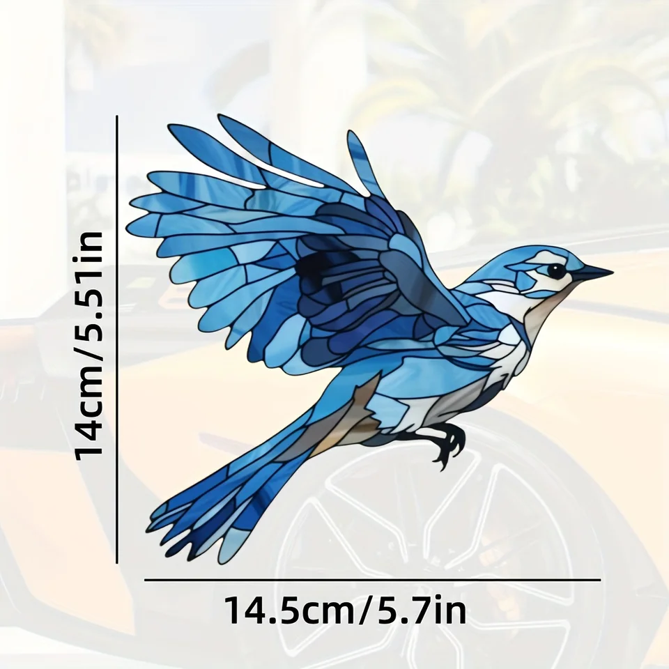 (Vylepšená verzia, vodotesná a slnečná) vták, Bluebird za letu, štýl z farebného skla Pozri, cez nálepku nálepky na vinylové okná