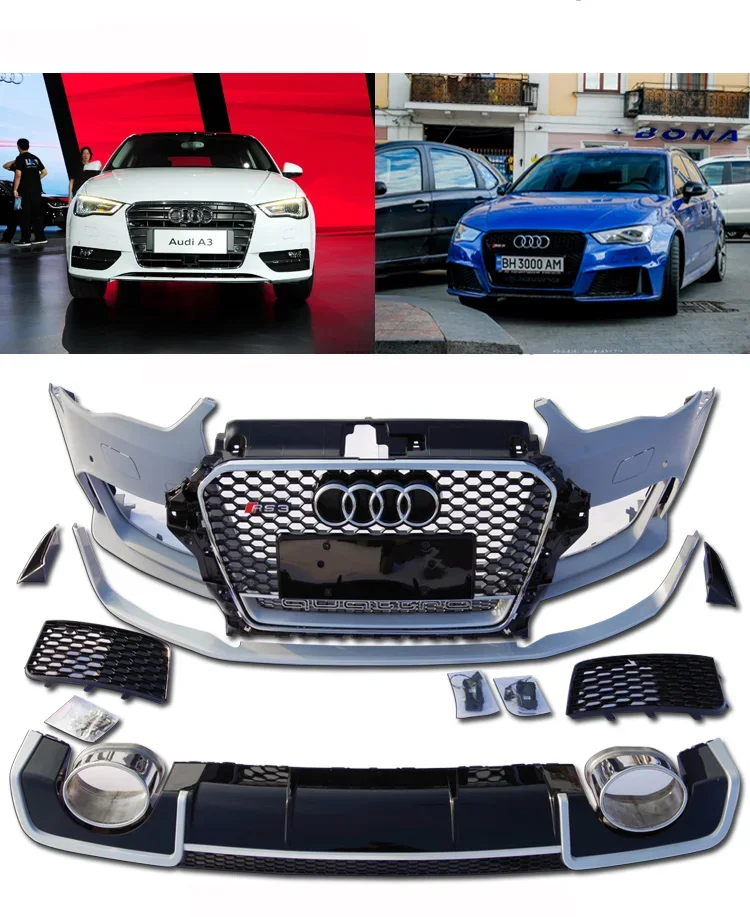 Vylepšený facelift nárazník BodyKit pre Audis A3 2013-2016 Escalate to RS3 Look Body Kits.