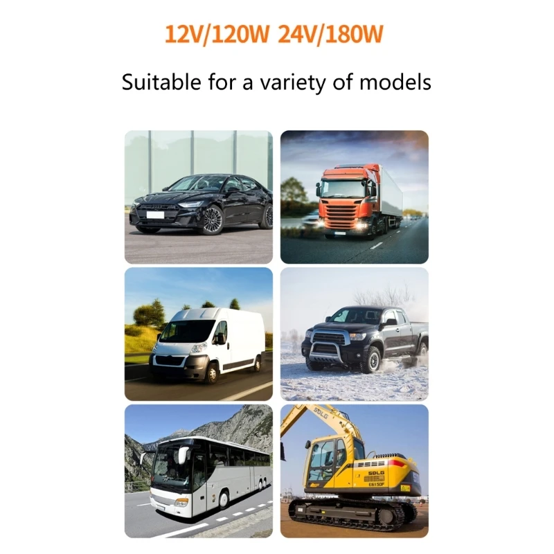 Vylepšený prenosný ohrievač automobilov 12 120W Prenosný ohrievač pre autá 2 v 1 vykurovací ventilátor Odmrazovanie demister 360 ° otáča