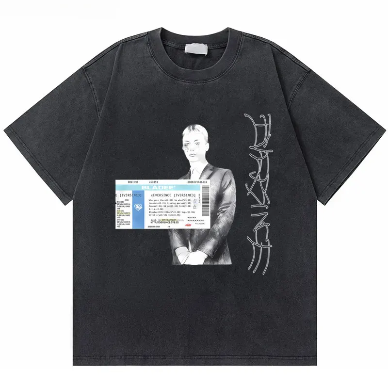 Vymytý vintage rapper Bladee Eversince Trhirt Drain Gang Tričko Pánske módne hip hopové tričká