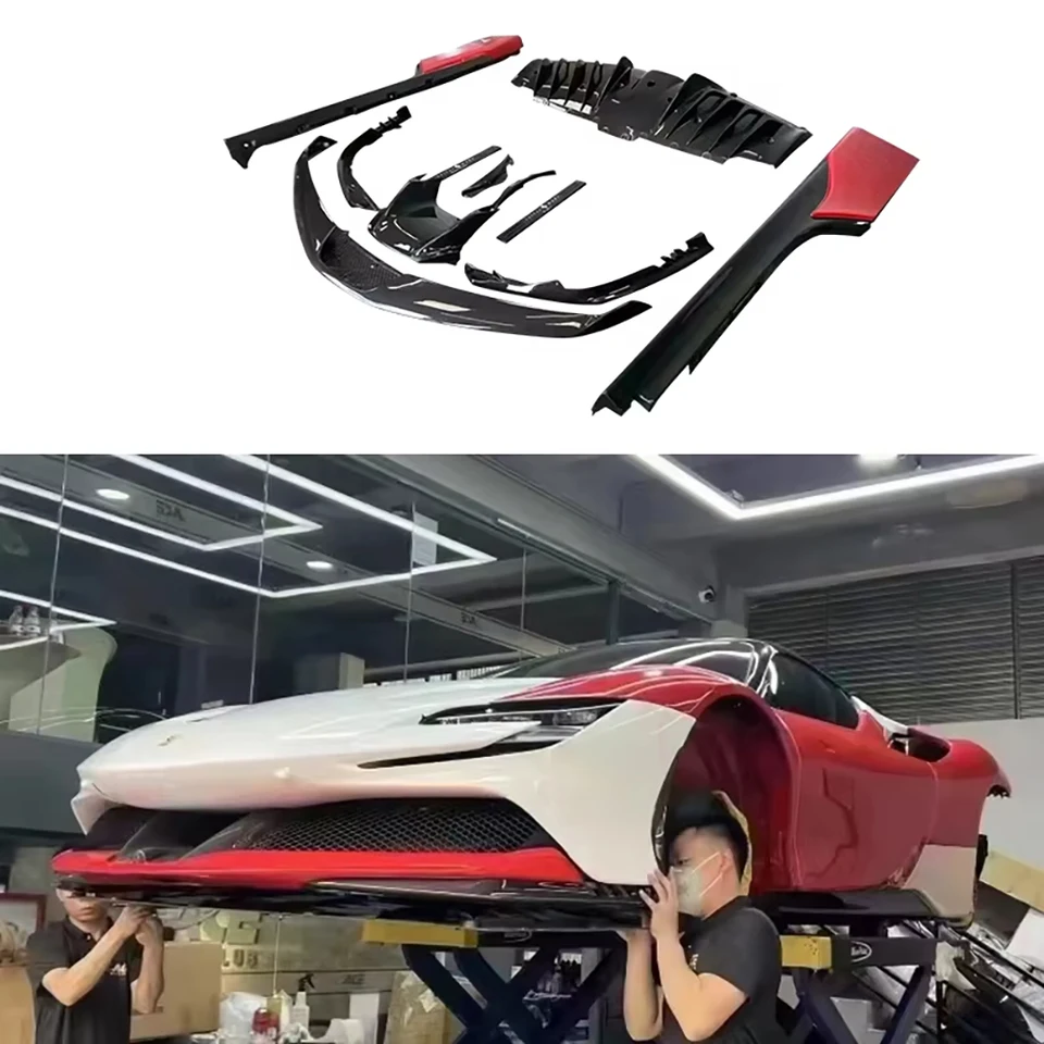 Vynikajúca kvalita OEM Style Sury Carbon Fiber Body Body s prednou pery sukňou zadného difúzora a blatníky pre Ferrari SF90