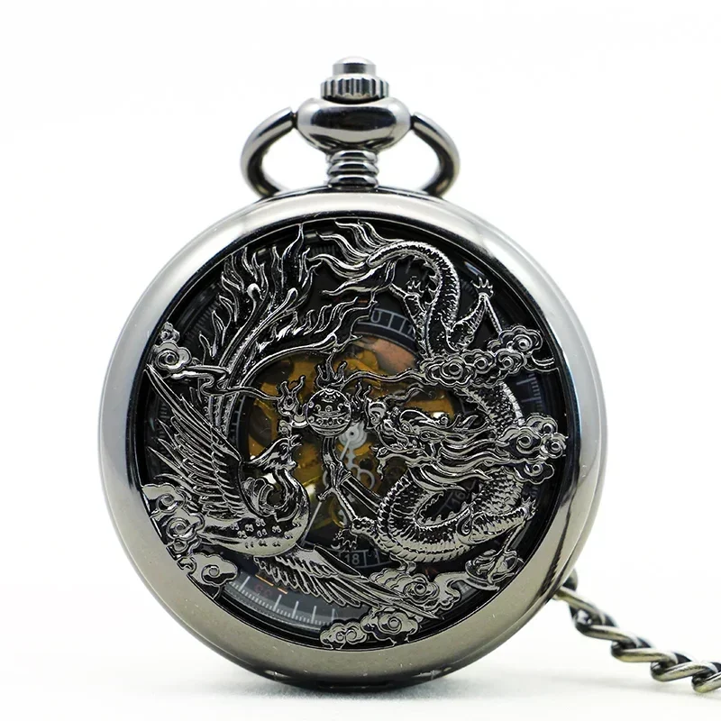 Vynikajúce vinobranie kostrové mechanické vreckové hodinky Zbierka Unisex Unisex Mens Pocket Watch Chain Clock PJX1151