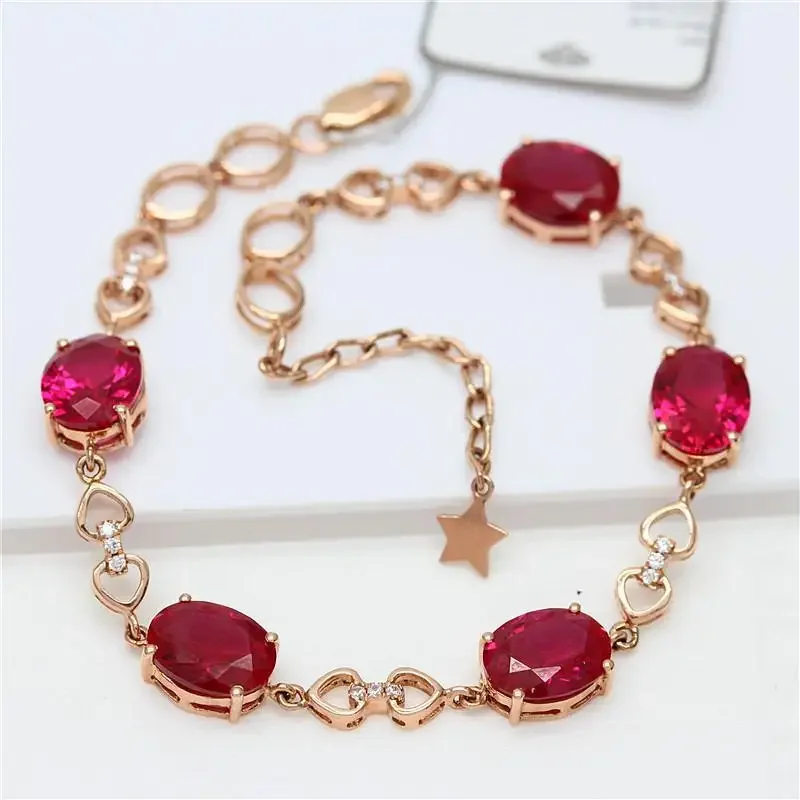 Vynikajúci dizajn 585 Fialové zlato Vykladané rubínové náramok pre ženy módne pokovované 14k ružové zlaté svetlo luxusné hviezdy Bangles šperky