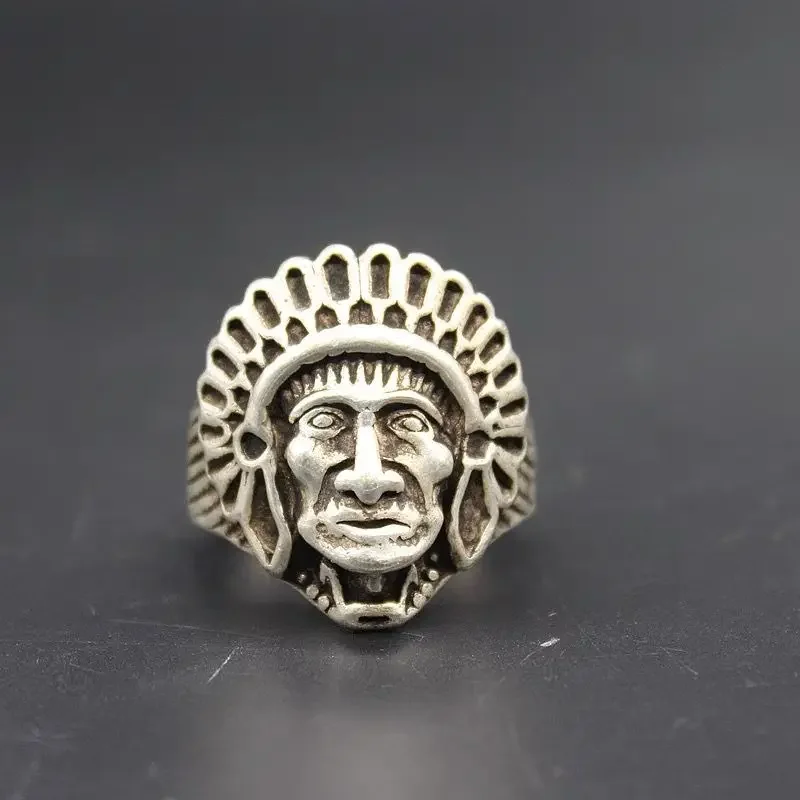 Vynikajúci zbierajte starú Čínu Tibet Silver Ručne vyrábané bohovia Buddha socha prsteň