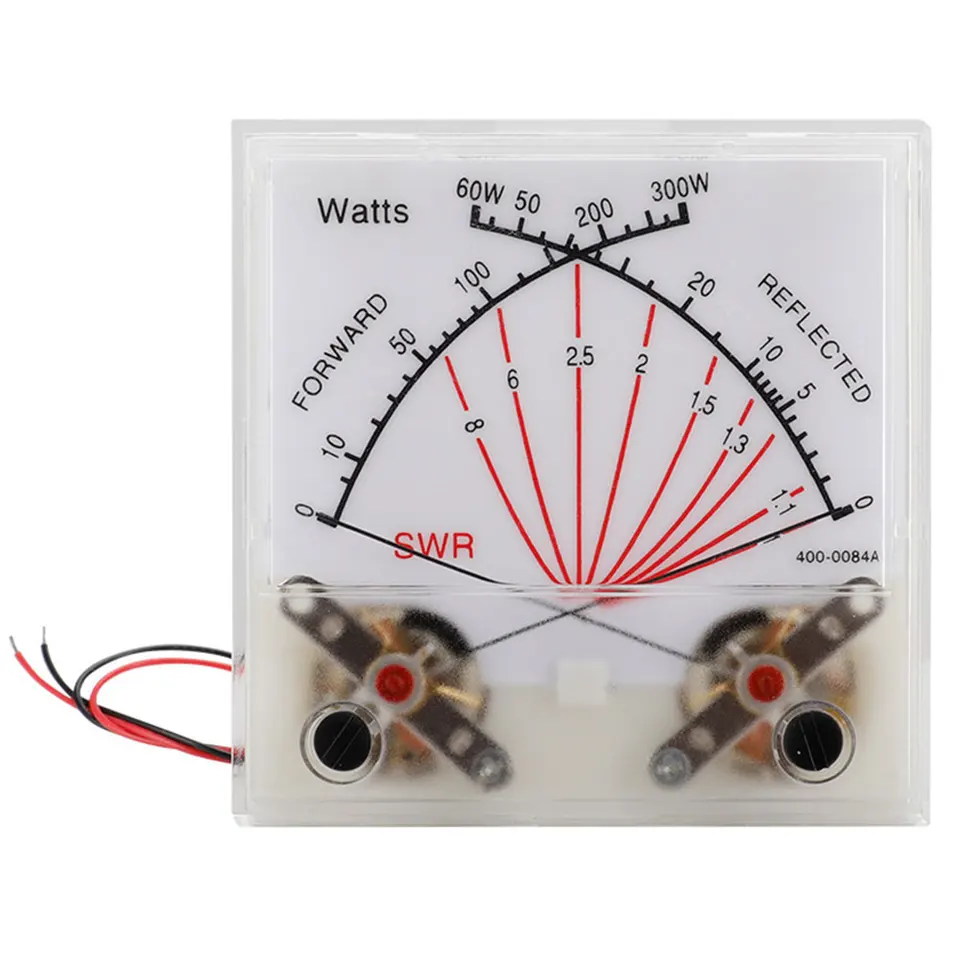 Vysielací meter Vu Meter Head Radio Station s podsvietením PMMA Cover SWR Black Forward 300W odrážal 60 W